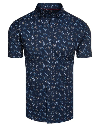 Pánská tmavě modrá košile s krátkým rukávem FashionStreet KX1042