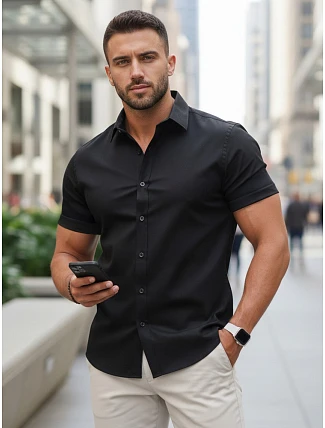 Pánské tričko s krátkým rukávem černé FashionStreet KX1044