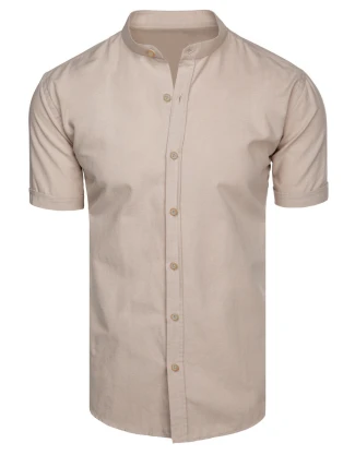Pánská béžová košile s krátkým rukávem FashionStreet KX1050
