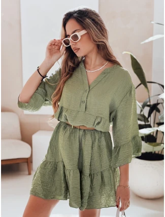 Letní mušelínové šaty LYVONNE tmavě zelené FashionStreet EY2616