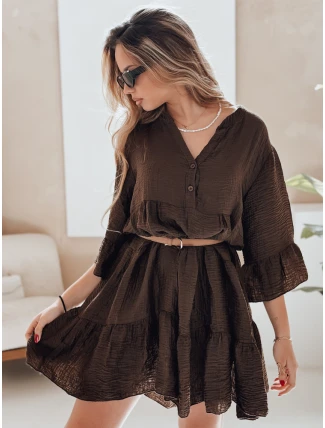 Letní mušelínové šaty LYVONNE tmavě hnědé FashionStreet EY2617