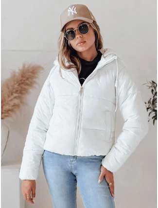 Dámská krátká péřová bunda GLAMVO s kapucí bílá FashionStreet TY4952
