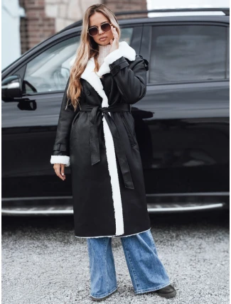 Dámský zimní kabát CHICFROST dlouhý černý kožený FashionStreet TY4991