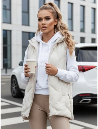 Dámská prošívaná vesta s kapucí bílá FashionStreet TY5108