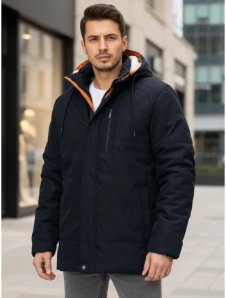 Pánská zimní bunda s kapucí tmavě modrá FashionStreet TX5043