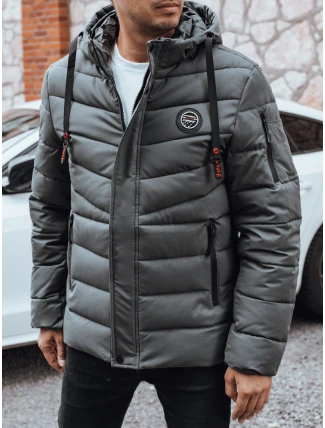 Pánská prošívaná zimní bunda s kapucí FashionStreet graphite TX5057