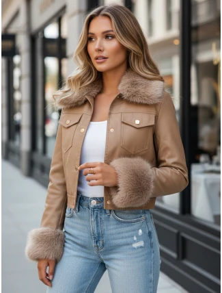 Dámská kožená bunda s velbloudí kožešinou FashionStreet TY5139