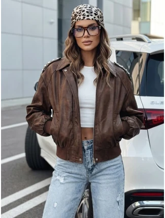 Dámská kožená bunda bomber hnědá FashionStreet TY5219