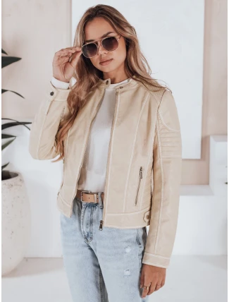 Dámská kožená bunda ROCKMISS beige FashionStreet TY5226