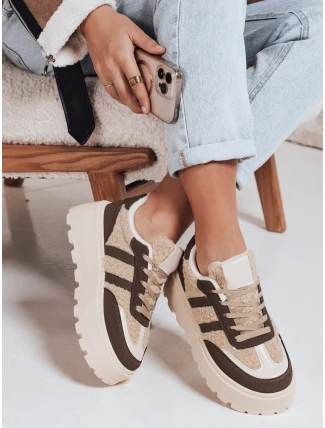 Dámské tenisky s kožešinou na platformě hnědé FashionStreet ZY1082