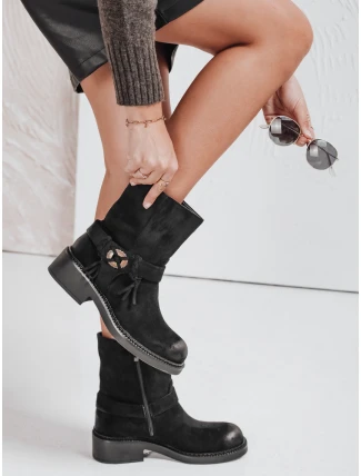 Dámské černé semišové kozačky FashionStreet ZY1097 Dámské černé semišové kozačky FashionStreet ZY1097