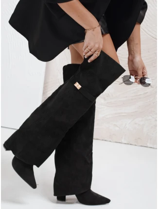 Dámské semišové černé boty FashionStreet ZY1150