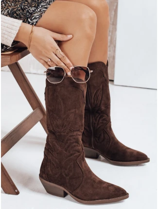 Dámské semišové kovbojské boty hnědé FashionStreet ZY1160 Dámské semišové kovbojské boty hnědé FashionStreet ZY1160