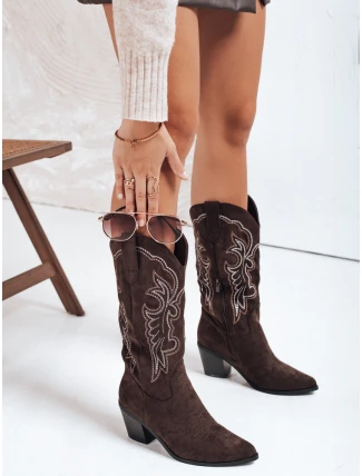 Dámské semišové kovbojské boty hnědé FashionStreet ZY1161
