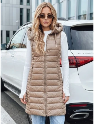 Dámská prošívaná vesta s kapucí béžová FashionStreet TY5256