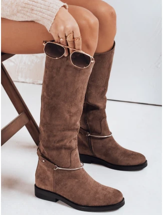 FashionStreet hnědé semišové dámské kozačky ZY1204