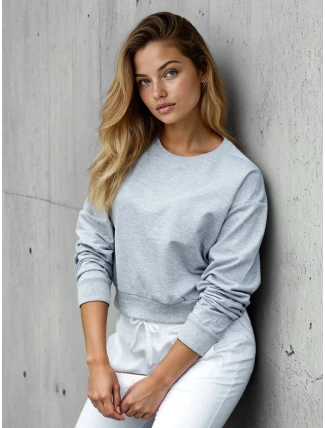 FashionStreet dámská klasická světle šedá mikina BY1525