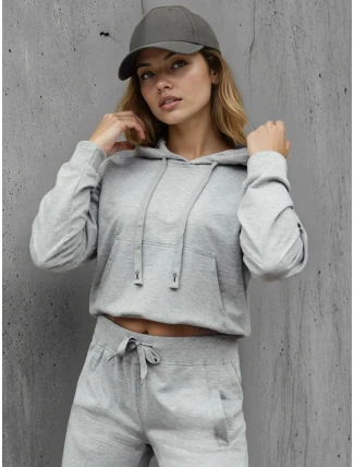 Dámská mikina s kapucí světle šedá FashionStreet BY1533 Dámská mikina s kapucí světle šedá FashionStreet BY1533