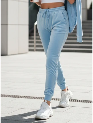 Dámské velurové modré tepláky FashionStreet UY2835