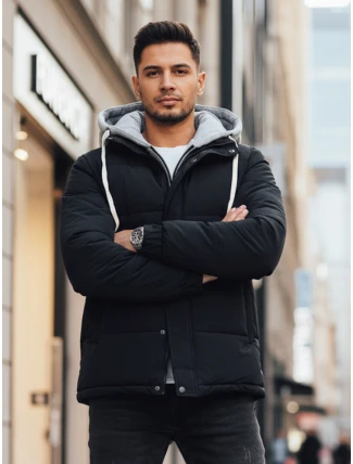 Pánská prošívaná zimní bunda s kapucí FashionStreet navy blue TX5101