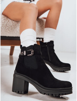 Dámské semišové kozačky na podpatku černé FashionStreet ZY1215