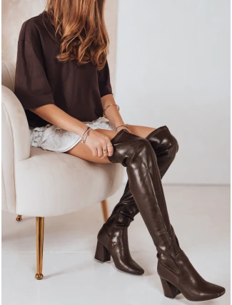 Dámské kozačky nad kolena hnědé FashionStreet ZY1246