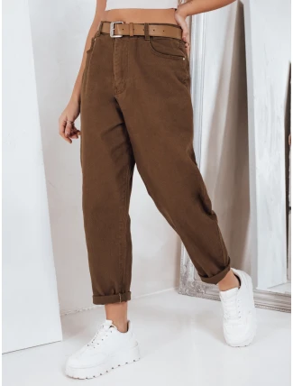 Dámské džíny mom fit hnědé FashionStreet UY2844 Dámské džíny mom fit hnědé FashionStreet UY2844