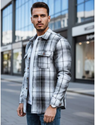 Pánská černobílá kostkovaná flanelová košile FashionStreet DX2677 Pánská černobílá kostkovaná flanelová košile FashionStreet DX2677