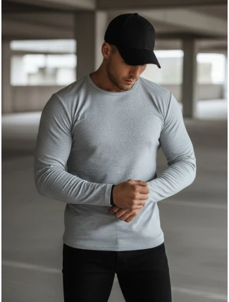 Pánské šedé tričko FashionStreet s dlouhým rukávem LX0578 Pánské šedé tričko FashionStreet s dlouhým rukávem LX0578