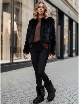 Dámské černé semišové sněhule FashionStreet ZY1279