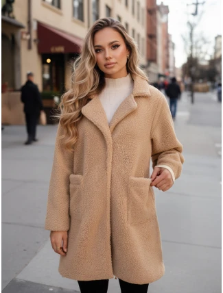 Dámský zimní kabát Teddy Fur beige FashionStreet NY0757z