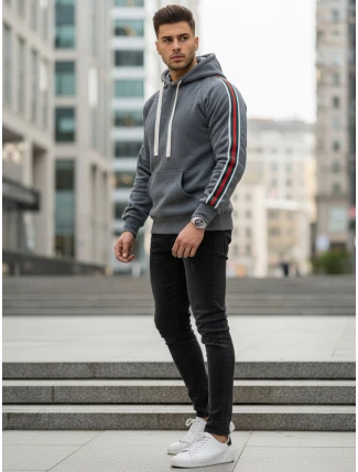 Pánská šedá mikina FashionStreet BX5938