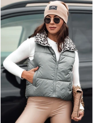 Dámská přechodná krátká prošívaná dvoucestná stříbrná vesta LEOVELLA FashionStreet TY5497 Dámská přechodná krátká prošívaná dvoucestná stříbrná vesta LEOVELLA FashionStreet TY5497