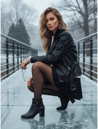 Dámské černé boty na podpatku FashionStreet ZY1314 Dámské černé boty na podpatku FashionStreet ZY1314