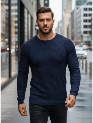 Pánský tmavě modrý svetr WX2296z Pánský tmavě modrý svetr WX2296z