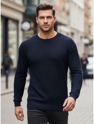 Pánský tmavě modrý svetr WX2294z Pánský tmavě modrý svetr WX2294z