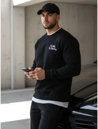 Pánská mikina s potiskem černá FashionStreet BX5947