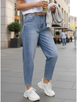 Dámské džínové kalhoty s páskem FashionStreet UY2883