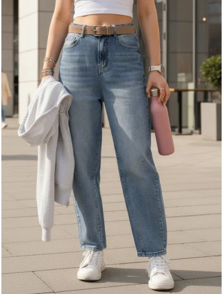 Dámské džínové kalhoty s páskem FashionStreet UY2886 Dámské džínové kalhoty s páskem FashionStreet UY2886