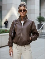 Dámská kožená bunda bomber hnědá FashionStreet TY5596