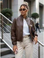 Dámská kožená bunda bomber hnědá FashionStreet TY5596