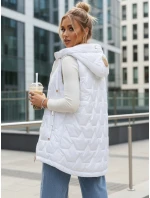 Dámská prošívaná vesta s kapucí GLITZY bílá FashionStreet TY5614