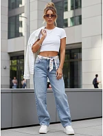 Dámské pytlovité džíny s vysokým sedem modré FashionStreet UY2928