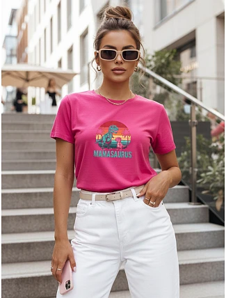 Dámské tričko s potiskem Mamasaurus ke Dni matek růžové FashionStreet NX5027RY