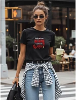 Dámské tričko s potiskem ke Dni matek černé FashionStreet NX5038RY
