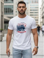 Pánské tričko VINTAGE CAR s potiskem FashionStreet white NX5082R