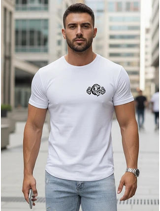 Pánské sportovní bílé tričko s potiskem FashionStreet NX5084R
