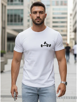 Pánské tričko s minimalistickým potiskem bílé FashionStreet NX5086R