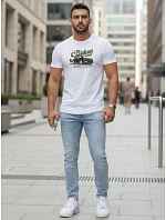 Pánské tričko s potiskem automobilů bílé FashionStreet NX5089R
