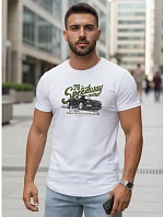 Pánské tričko s potiskem automobilů bílé FashionStreet NX5089R